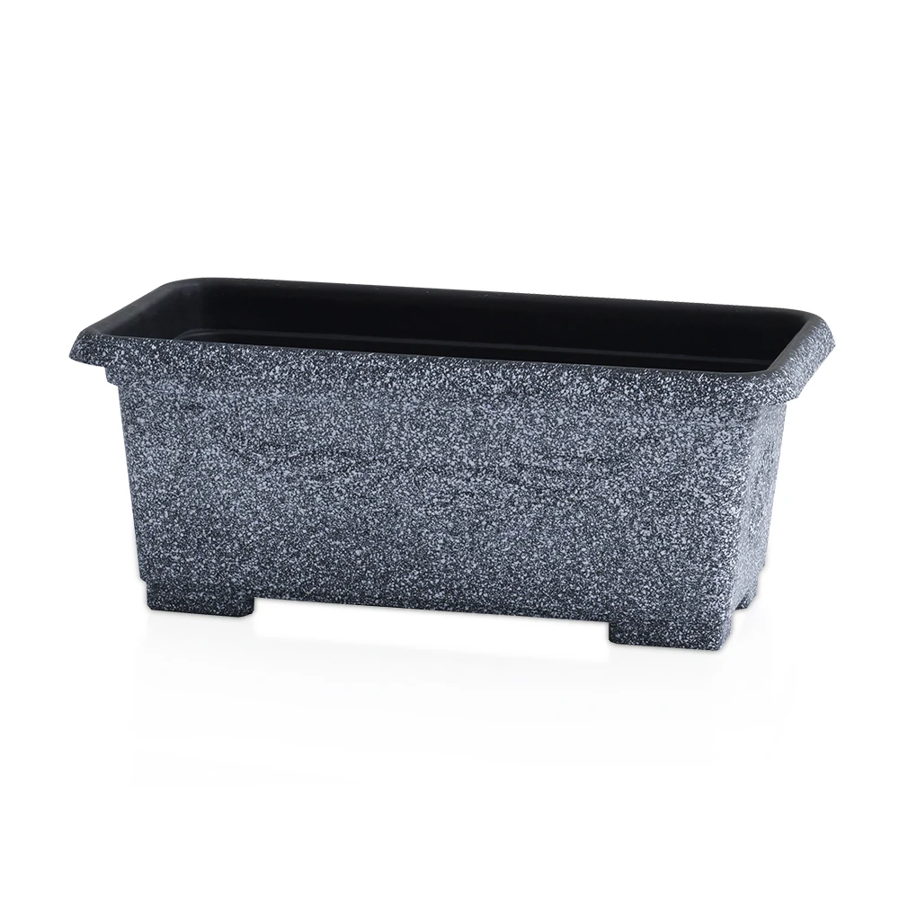 Balcony embossed rectangular plastic flowerpot plant pots