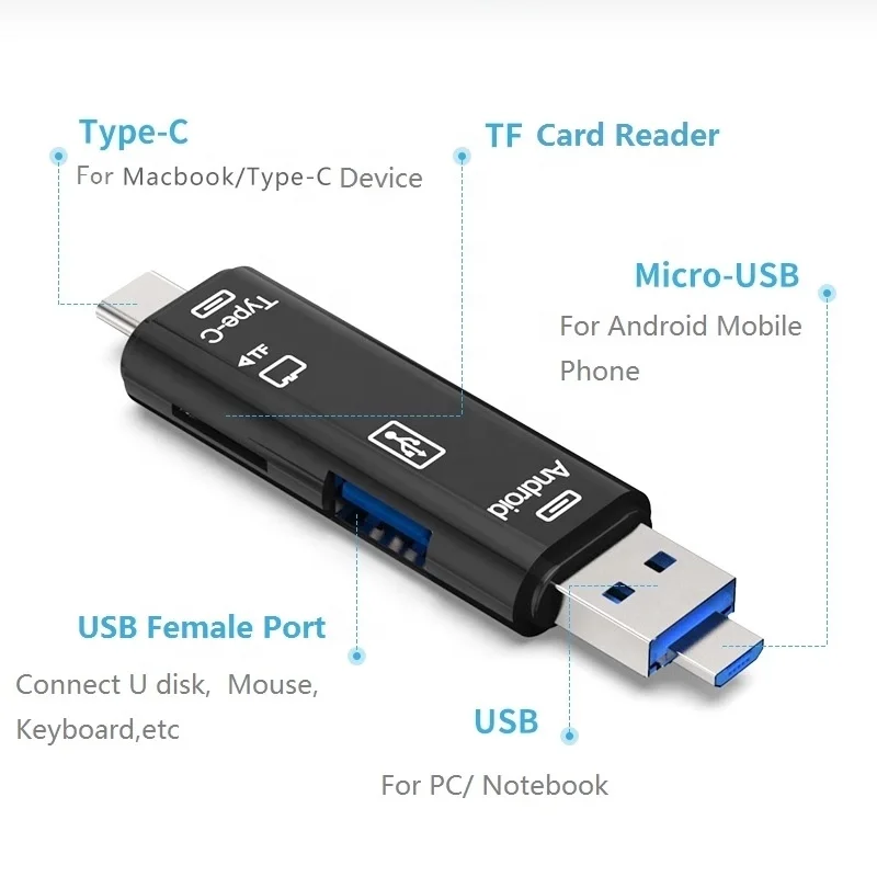  Лидер продаж 2020 Переходник USB 3 1 Type-C папа-USB 0 OTG TF SD мама