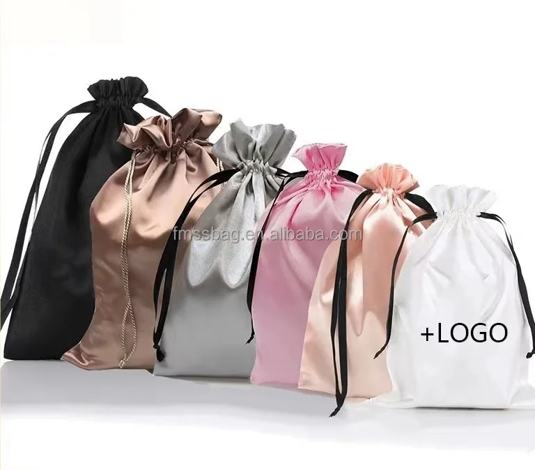 Hot reusable makeup bundle Pocket High quality Jewelry storage bag Custom Size with logo Eco-friendly satin shoe dust bag