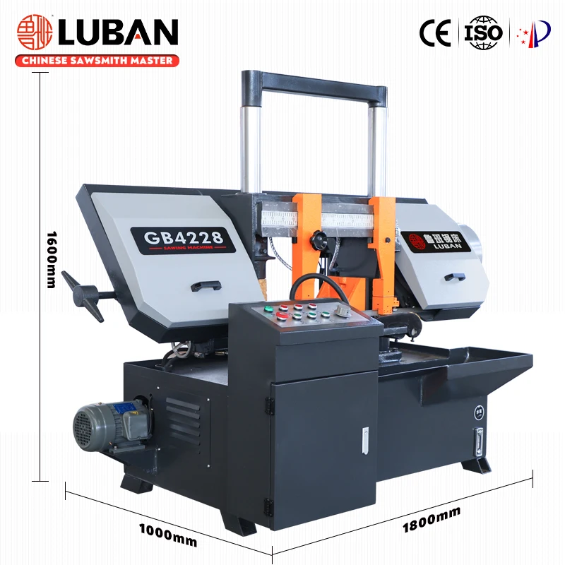 LUBAN Прямые продажи Ручной ленточнопильный станок GB4228 горизонтальная Полуавтоматический ленточнопильный станок