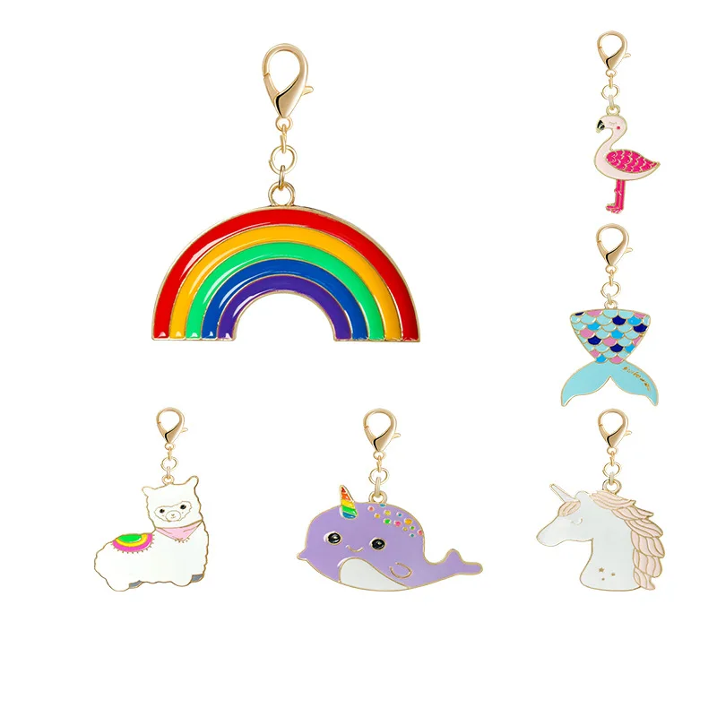 Factory Direct Fashion Alloy Enamel Cheap Cute Cartoon Animal Lobster Clasp Keychain