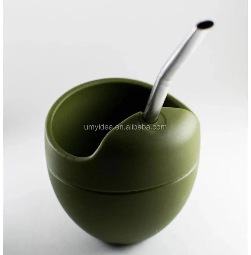 2019 Толстая стена силиконовая резина Yerba Mate Gourd Cup с соломинкой из нержавеющей стали Bombilla