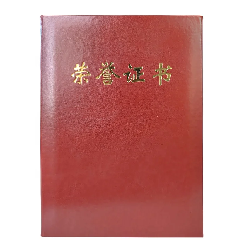Customized PU leather cover A4 size file folder Paper cover certificate holder Fabric a4 diploma holders