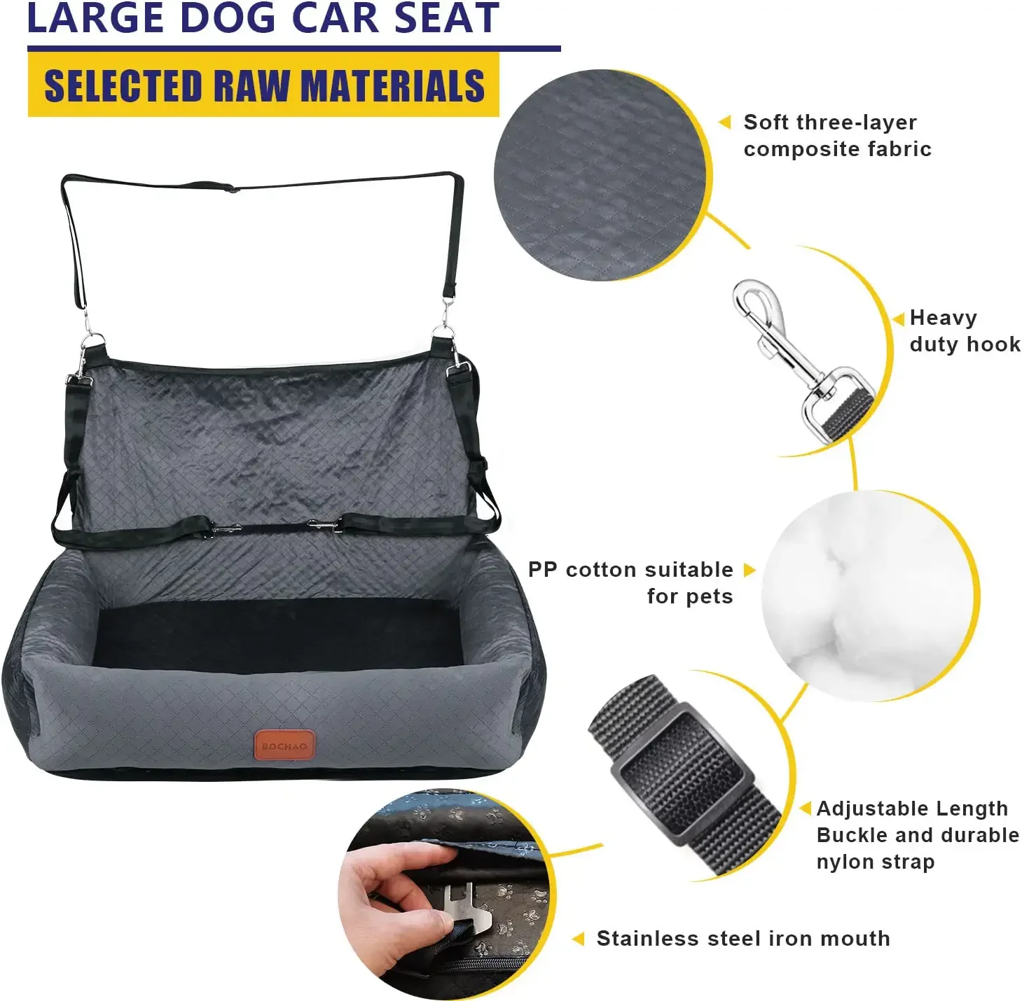 Dog Car Seat for Large/Medium Sized Dogs,Dog Car Travel Bed Dog Seat Made, Comfortable and Safe;Multipurpose Design