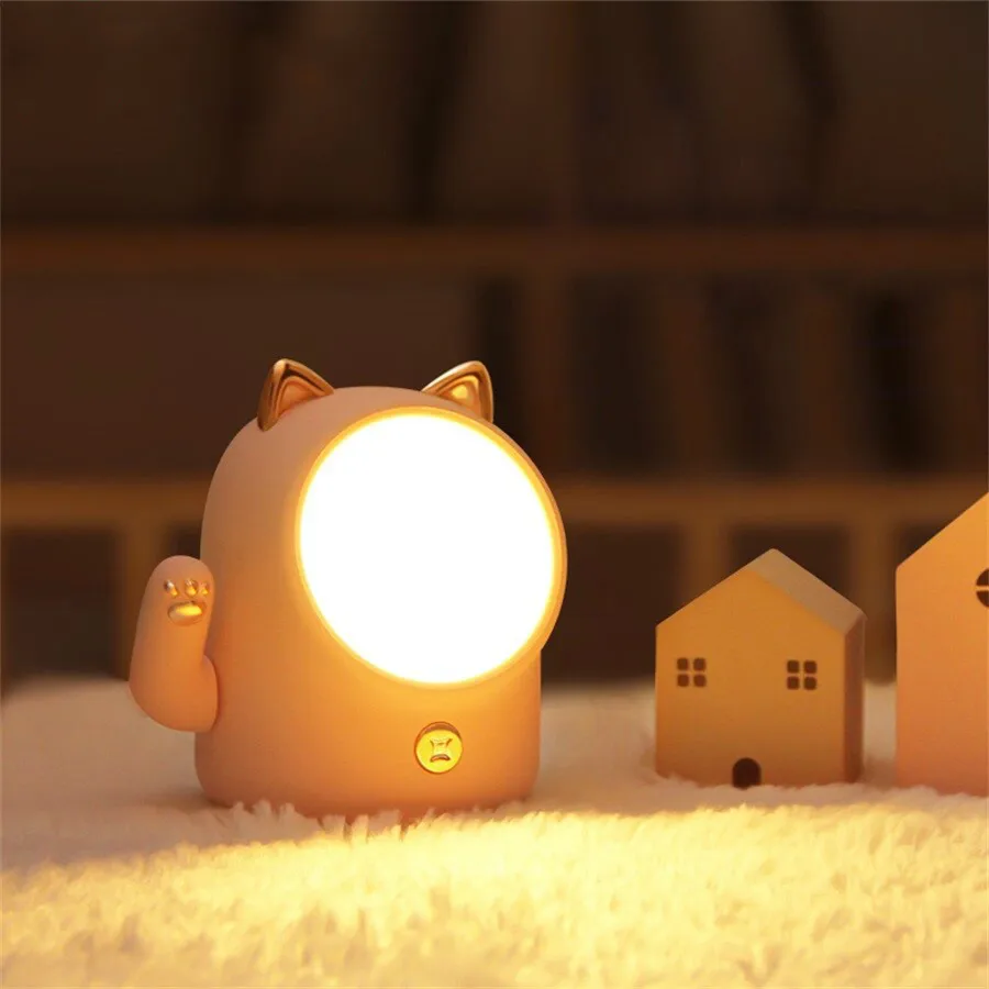 
Lucky Cat Night Light Nursey Light For Kid Baby Stepless Touch USB Rechargeable Table Lamp Home Decoration 