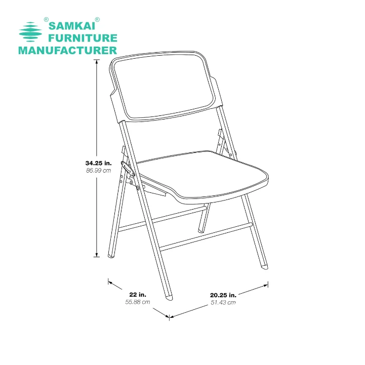 SK-ZDY-C007 Contemporary White Folding Chair with Metal Frame for Outdoor Dining Event Seating