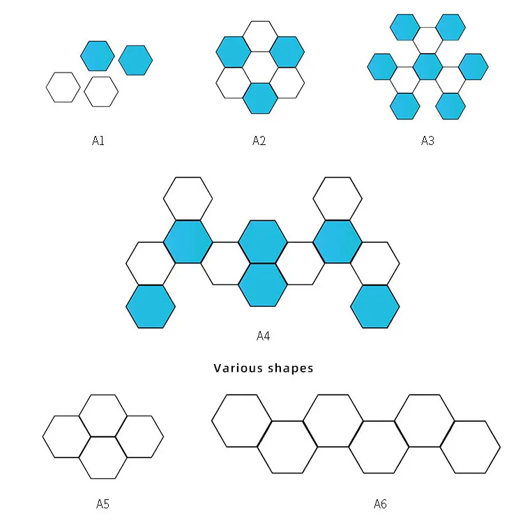 Modern LED Hexagon Pendant Light Honeycomb Lights Combination Splicing LED Hexagonal Hanging Lamp For Office Supermarkets