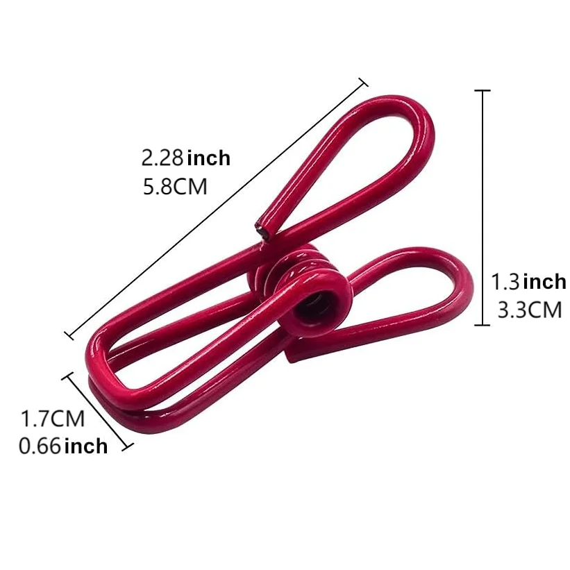 10pcs/bag Colorful Clothes Pegs PVC-Coated Steel Chip Clips Windproof Stainless Steel Clothespin