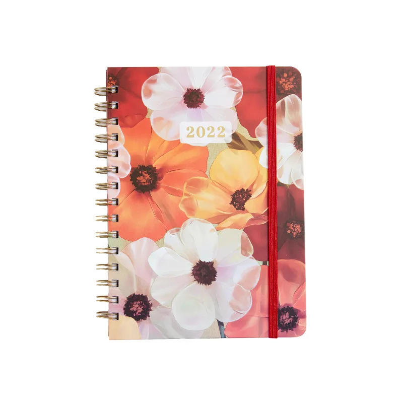 New Design Fashion Beautiful 2022 Planner Journal Flower Coil Spiral Binding