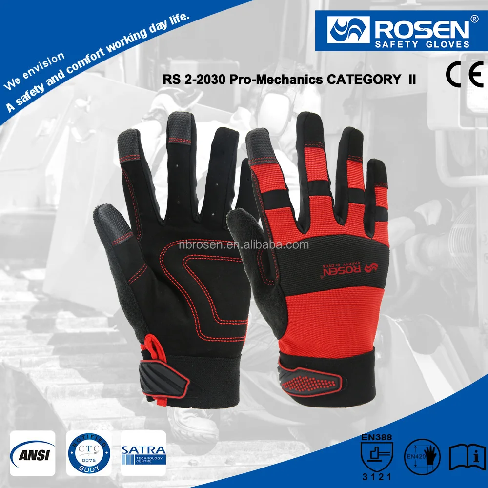 Breathable Soft Motorbike Microfiber Anti-Slip Palm Anti-Vibration Touch Screen General Work Utility Mechanic Safety Gloves
