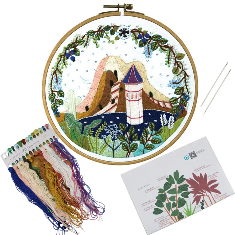 
Wholesale Mountain Home Decor Painting Folk Craft Cross-stitch Patterns DIY Kits Embroidery Kit 