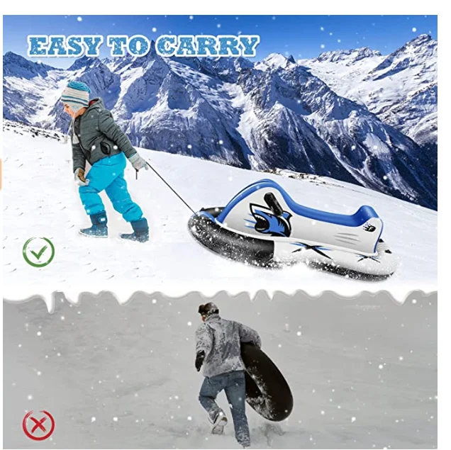 Inflatable snow tube ,Heavy Duty Sleds for Snow Made by Rubber Material, Snowmobile Sled Equipped with Sturdy Handles