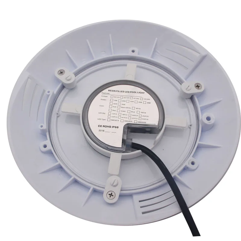  Смола заполнена AC 12V IP68 Водонепроницаемые Подводные лампы для бассейна свет СИД RGB Питание выключение управления бассейнов фонтан Пруд