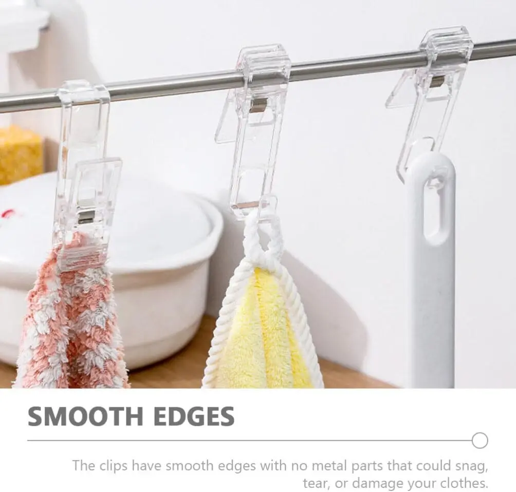 4pcs Transparent Clothespins Hook Laundry Clips for Drying 2 in 1 Clamp Hanger set of 4  multi-functional houseware clips