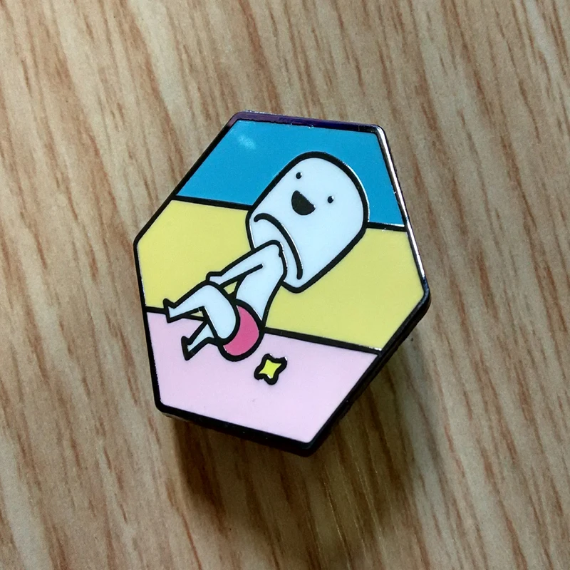 
hexagon Custom Brass lapel pin badge enamel 