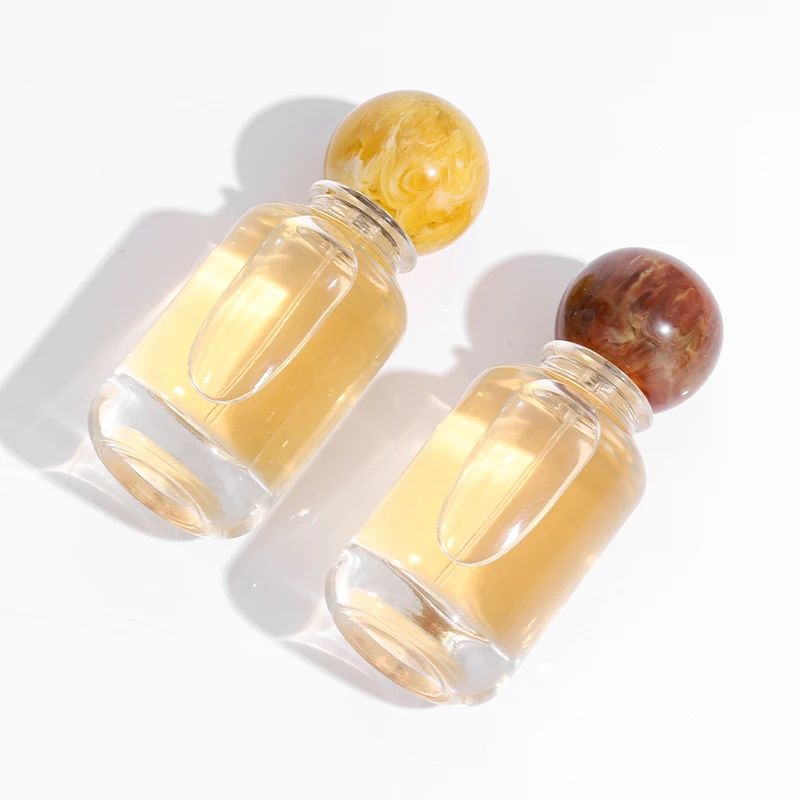 Manufacture Luxury Crimp Spray Clear Round Empty 30ml 50ml 100ml Glass Perfume Bottle With Resin Lid