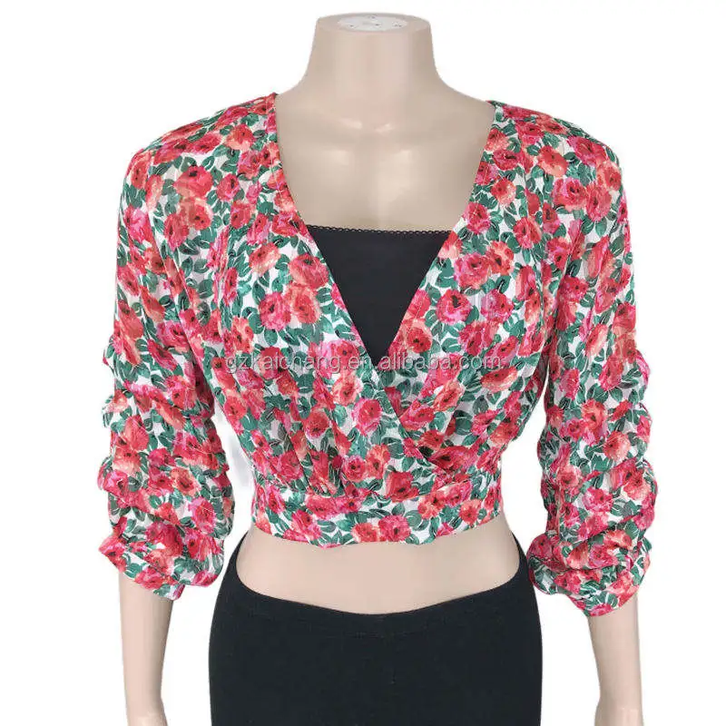 Fashion Women's Top Customizable Ladies Top Spring and Summer 100% Polyester Clothing Woman Digital Printing Short for Women