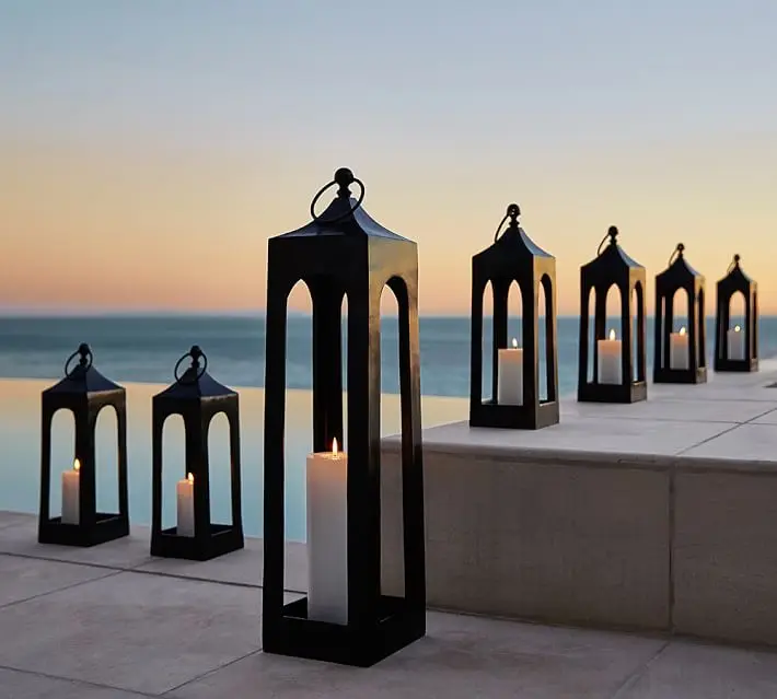 Festival/Wedding decor lantern Outdoor hanging lanterns & candles holders led candle metal lanterns