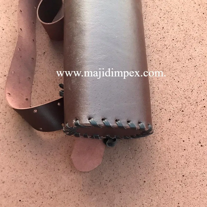 New Traditional Genuine Leather Archery Back Arrow Quiver Hunting Pouch Belt Bag