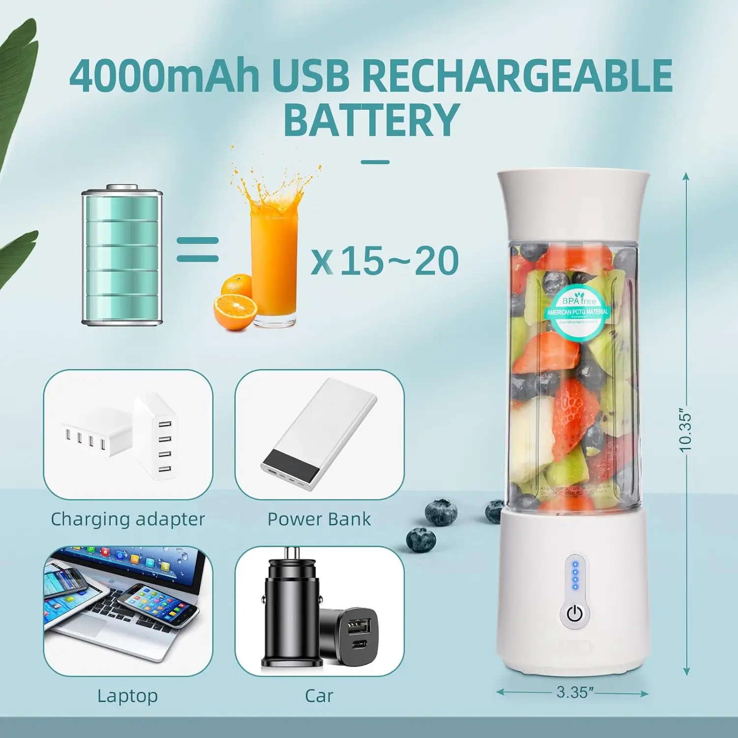 Wholesale 500ml usb rechargeable slow fruit juicer high powered portable blender for shakes