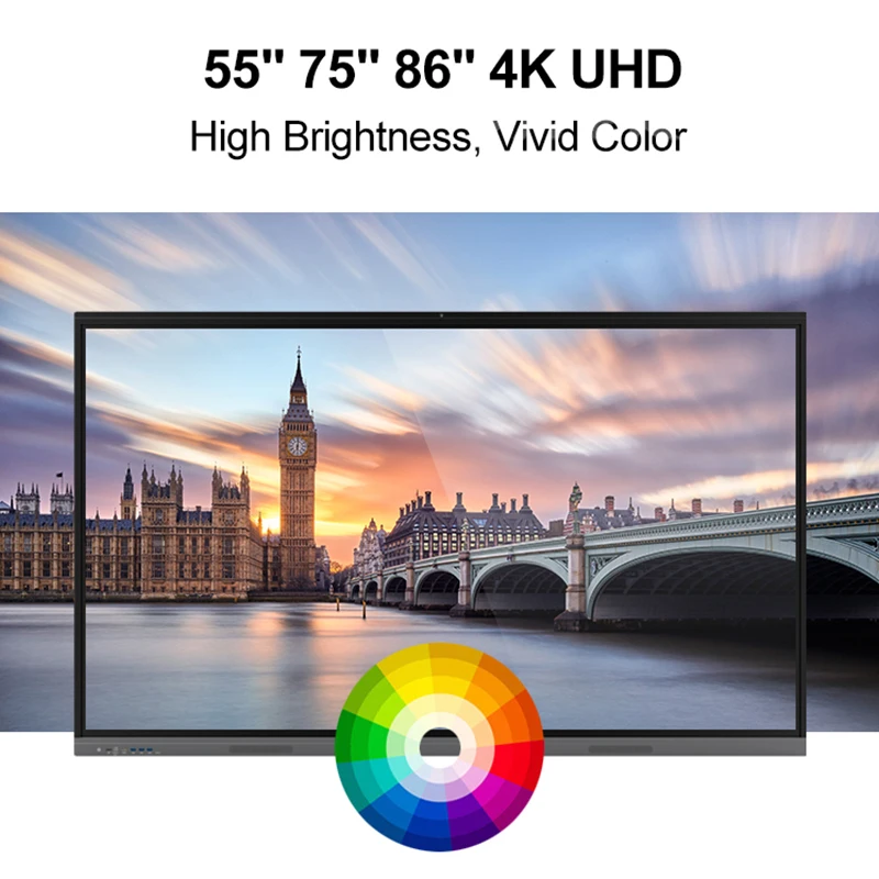 Two Ops Interfaces Digital Advertising Board 75 Inch Wifi Lcd Screen Supporting Full 4K Ui Display Advertising Equipment