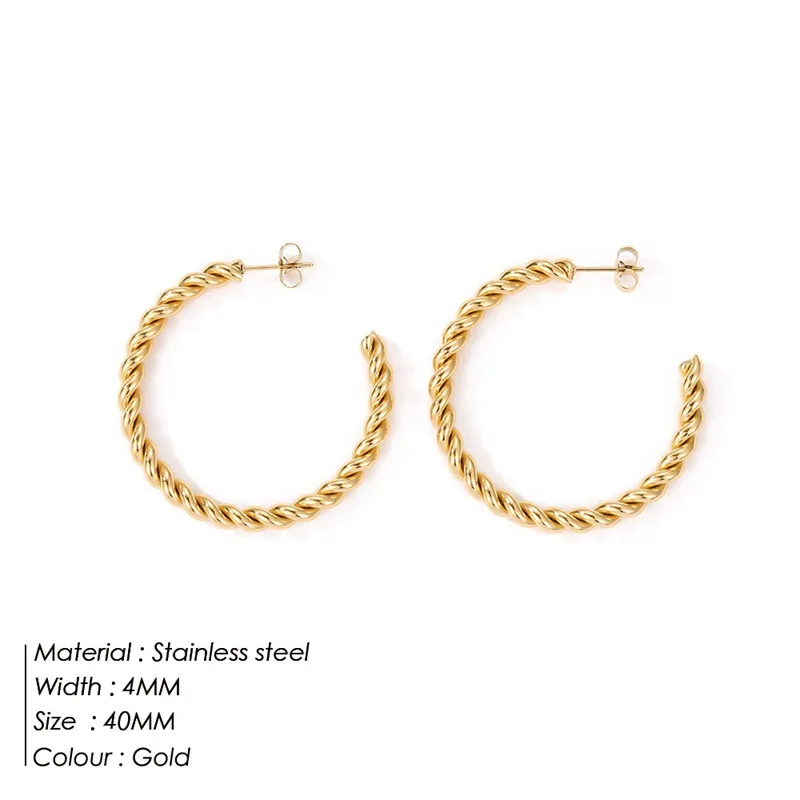 14K Gold Plated 925 Sterling Silver Post Twisted Rope Round Hoop Earrings in Rose Gold, White and Yellow Gold