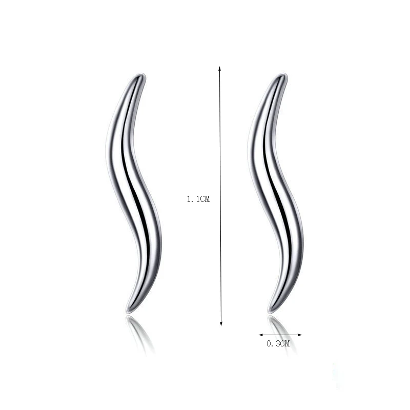  Popular 925 sterling silver minimalist earrings female line white gold plated jewelry