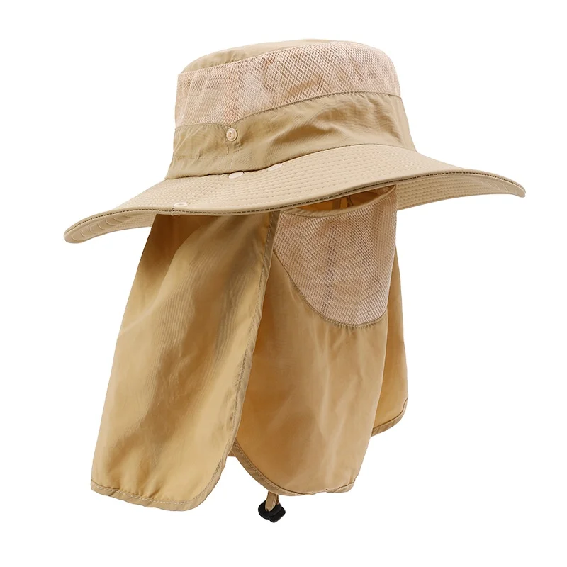 Outdoor UV Sun Protection Wide Brim Hat with Face Cover & Neck Flap Fishing Hat for Men & Women