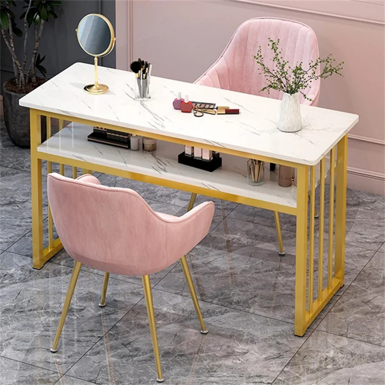 Portable Rustic Professional Led Mabrle Pink Polish Set Salon Furniture Cheap Metal Nail Table