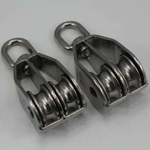 304 Stainless Steel Double Wheel Swivel Pulley Block for Marine and industrial rigging aplications