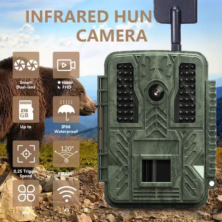 Outdoor 48MP App Cloud Storage Wild Camera Sim Card Hunting Camera 4G with SIM Card Wildlife Trail Motion Camera