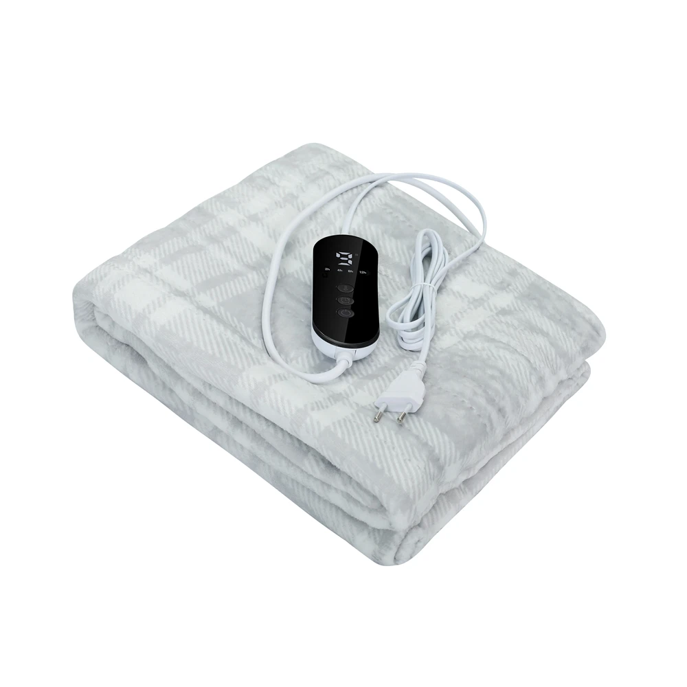 110V luxury electric throw over heated blanket soft flannel fleece electric heating blanket king size