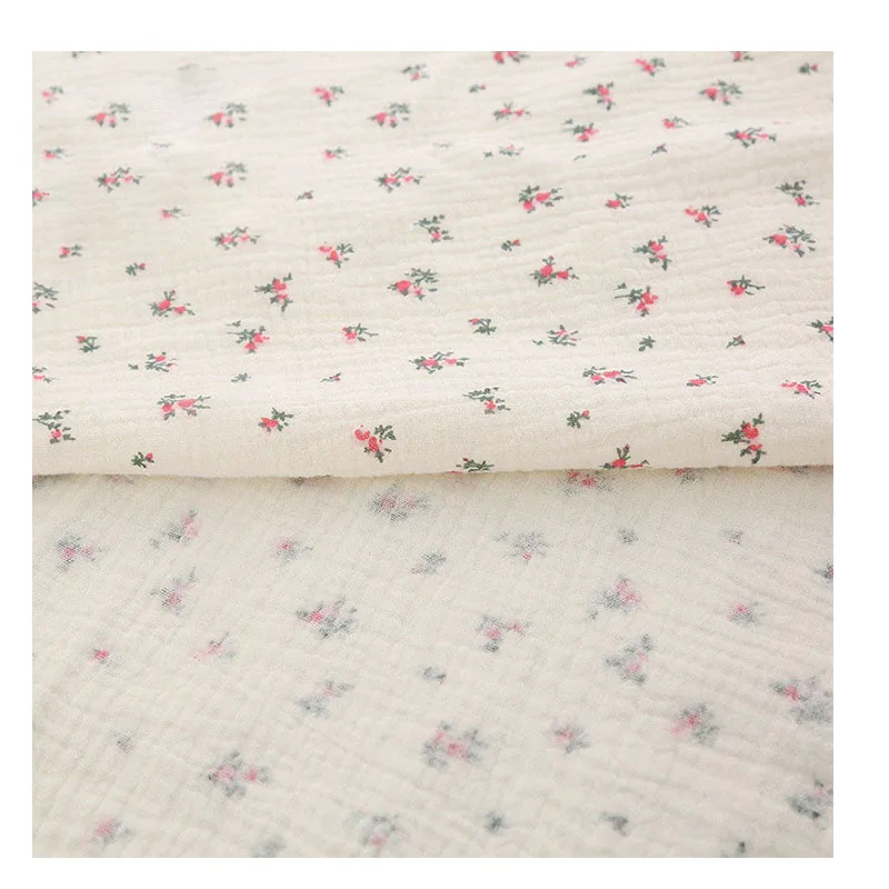 Digital Printing Fabric 100% Cotton Double Layer Gauze Crepe Fabric For Baby Clothing