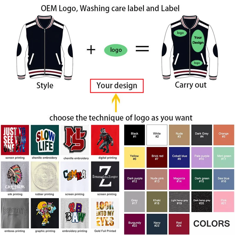 Wholesale Custom Logo Bomber Jacket Embroidered Printed Stain Baseball Jackets For Men