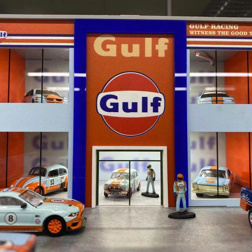 1:18 3 Parking Garage Alloy Car Model Acrylic Display Box Of Underground Parking Garage Simulation Alloy Car Model