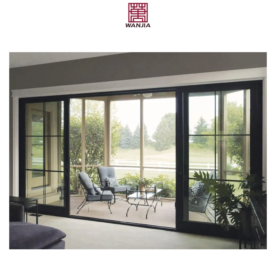 WANJIA Aluminum Double Glass Silding Door Customized Luxury Modern Exterior Lift And Slide Doors