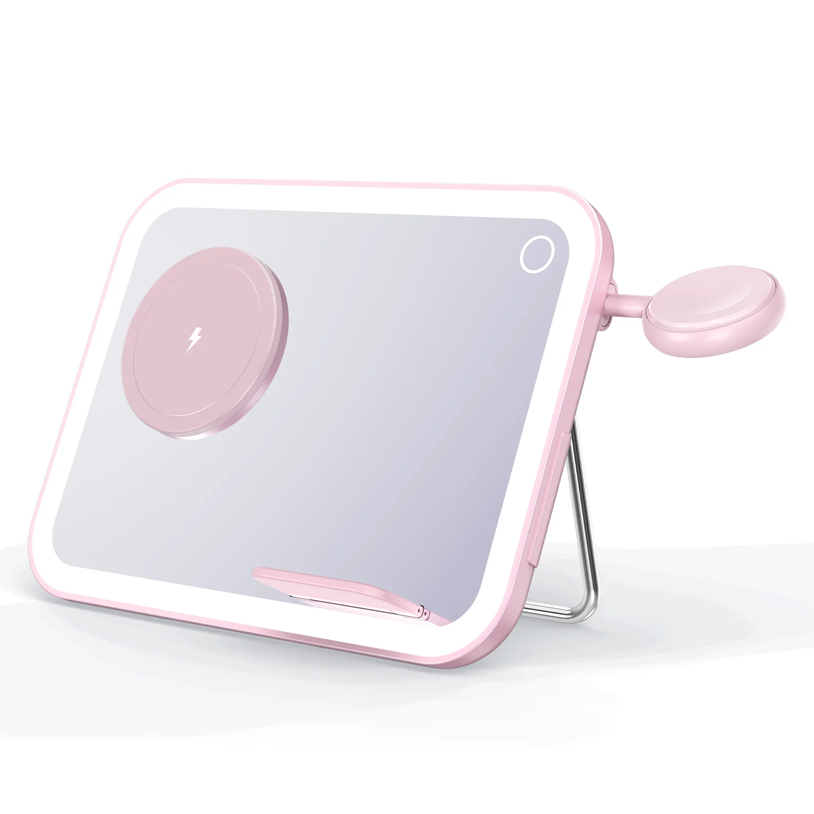 Night Light Table Lamp 3 in 1 Magnetic Wireless Charging Station LED Lighted Makeup Mirror QI2 Charger for iPhone/Watch/AirPods