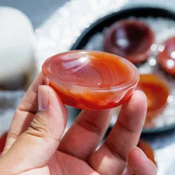 Hand carved natural quartz beautiful red carnelian bowl reiki healing crystals stone for decoration