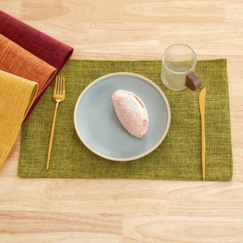 Libosa ins Wind linen solid color placemat cross-border fabric insulated dining table mat Western food coaster napkin