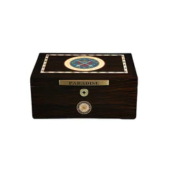 Handmade luxury humidor Italy design cigar cases Spanish cedar wood Maintain humidity Classic Black gold S