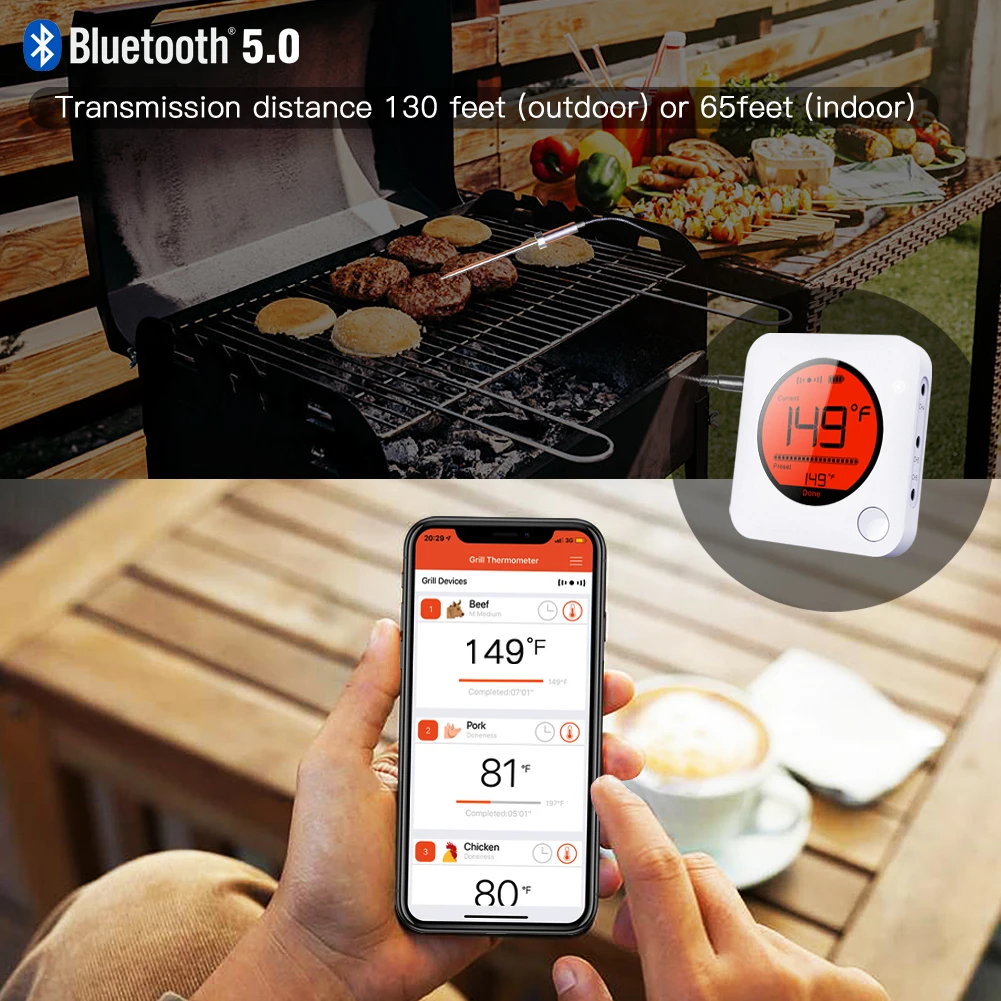 Meat Thermometer Wireless Remote BBQ Thermometer, thermometer for meat bbq meat thermometer for Smoker Grilling Oven ,Kitchen