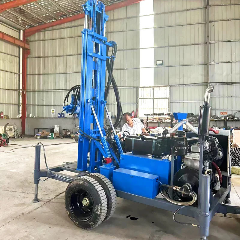 Factory Direct Sale Wheeled 300M Hydraulic Powerful Dual-Purpose Water and Gas Drilling Rig