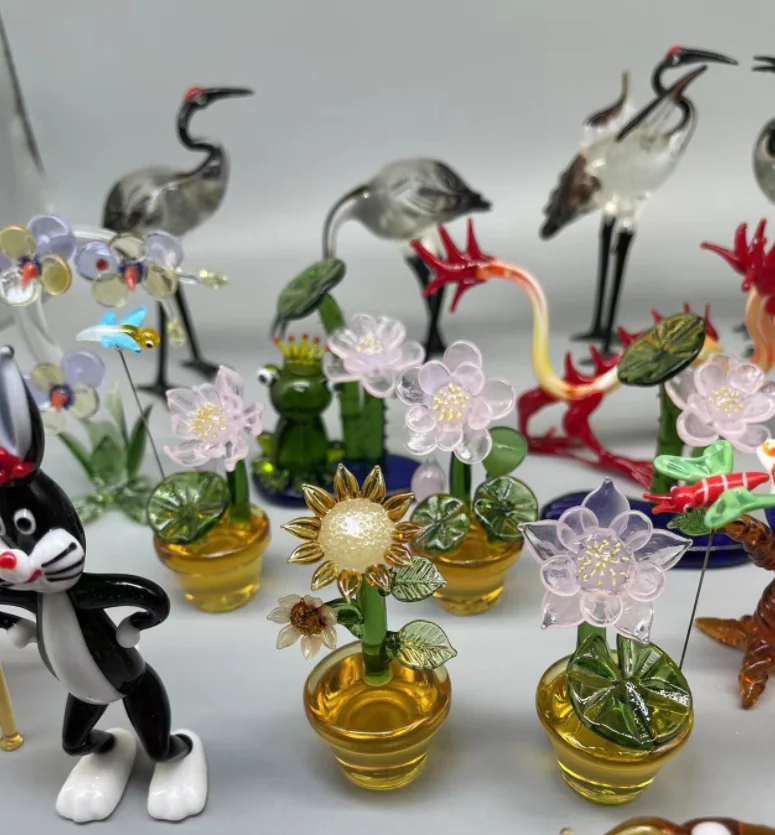 custom miniature handmade murano lampwork small design mini size glass animal figurine wholesale bead home decoration sculpture