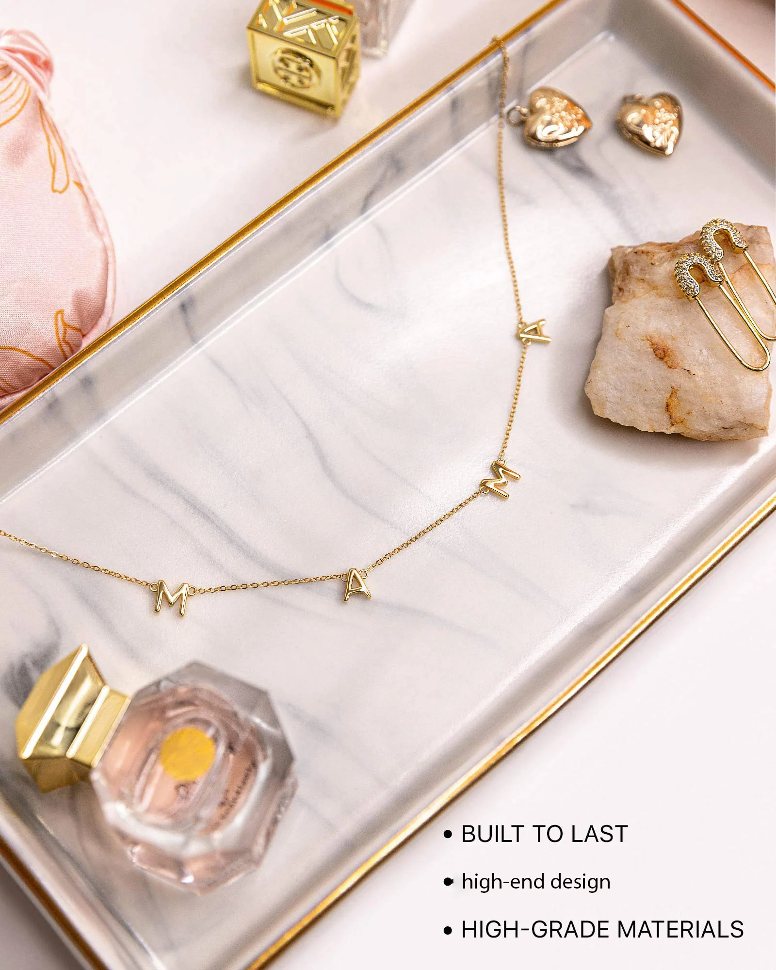 Заводская распродажа 925 стерлингового серебра позолоченная мама письмо звено цепи ожерелье