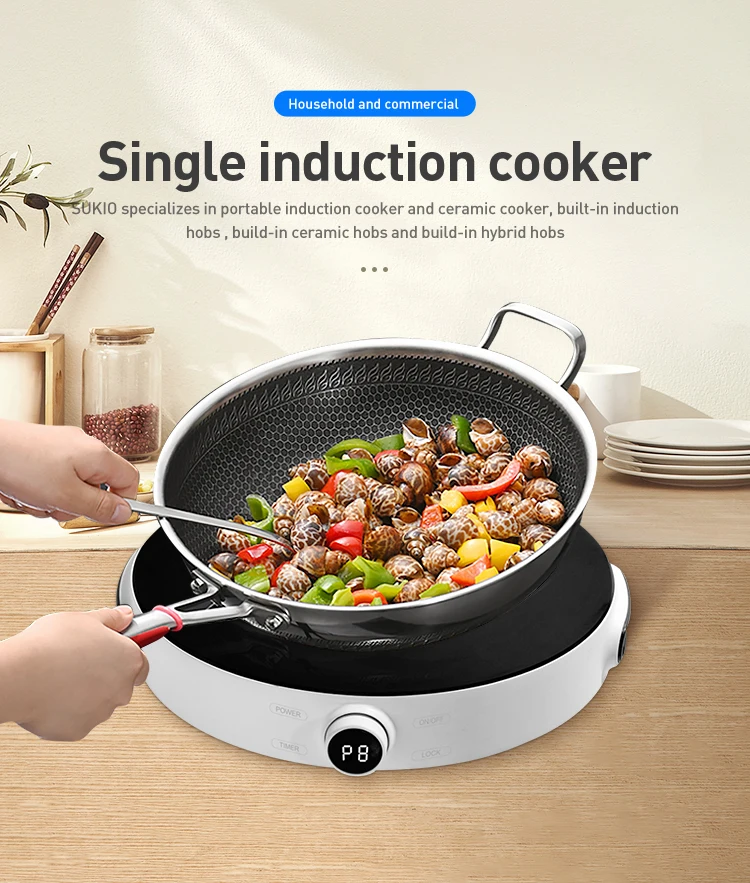Free Standing Induction Cooktop Round Shape Induction Hob Temperature Intelligent Control Induction Cooker