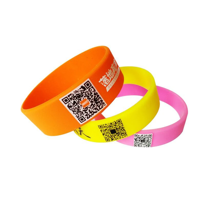 Custom printed QR code silicone wristbands/bracelets