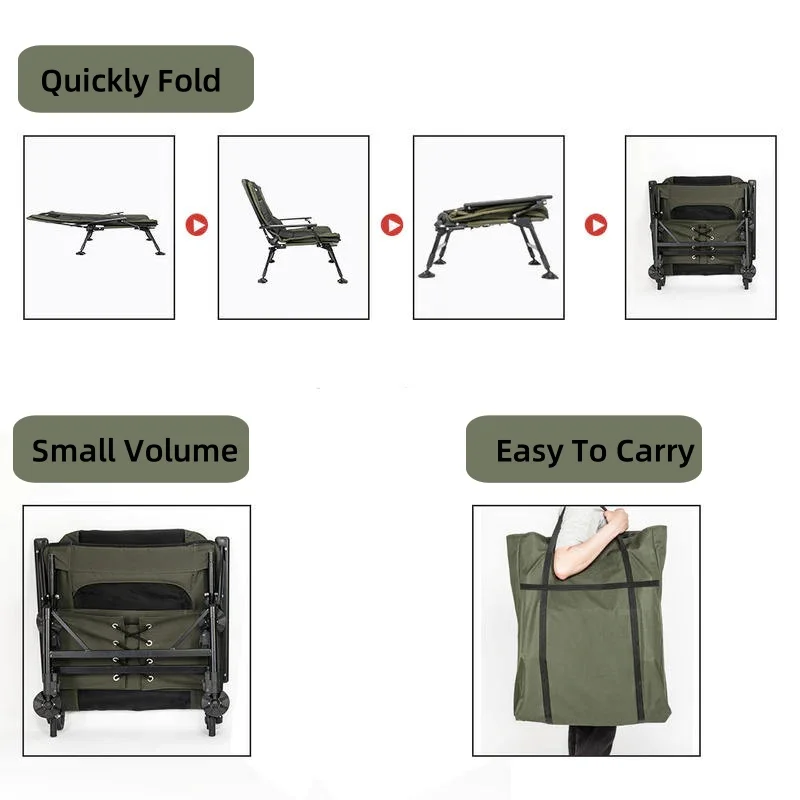 High Quality Folding Carp Fishing Chair Comfortable with Foot Rest Attachment for Summer and Winter Outdoor Use for Camping
