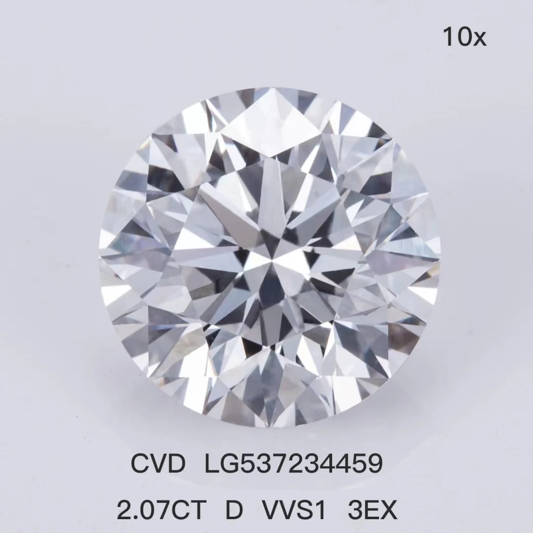 IGI certificate stone Lab Grown D VVS1 CVD Diamonds Round 2.07ct  3EX Cut Real Loose Diamond