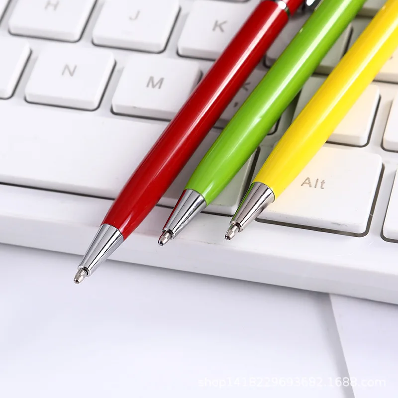 2023 New Slim 1.0mm Metal Ballpoint Pen Hot Sale Business Office Advertising Giveaway Gifts Customizable Logo Boligrafo