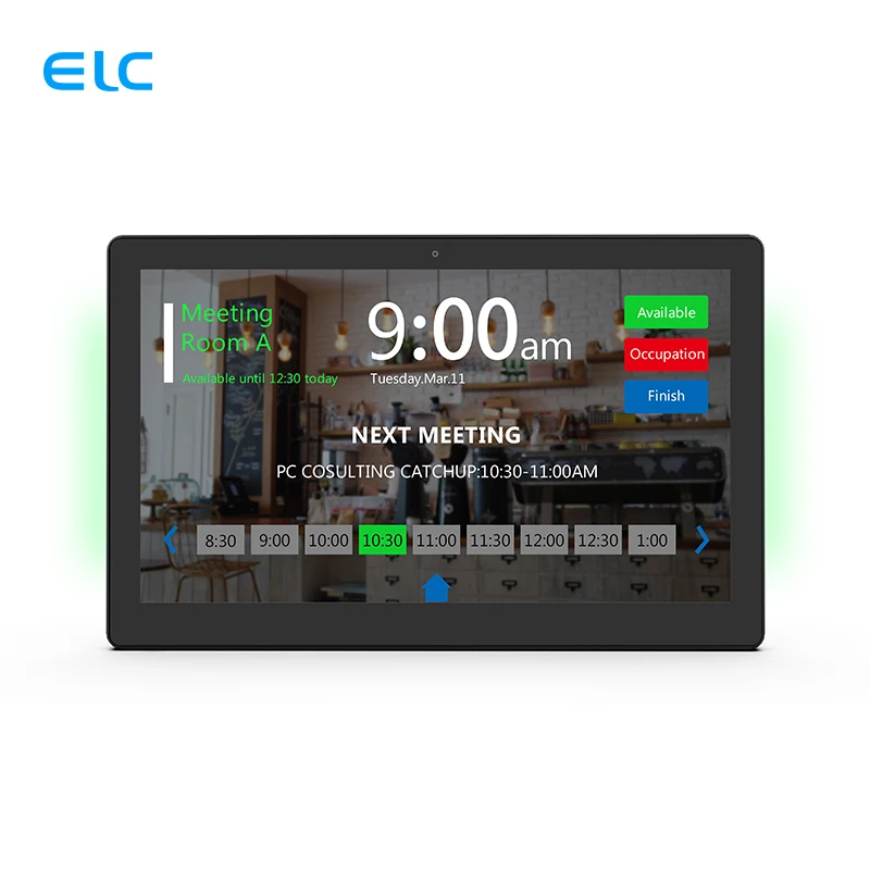 WA1342T(2018) Wall Mount Android Tablet 13.3 inch LCD touch screen POE power LED Light Bar Booking System Meeting Room Tablet PC